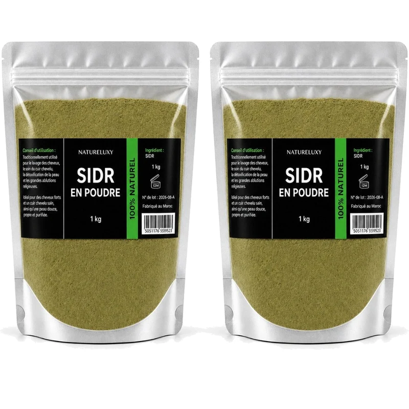 Powdered Sidr (Jujube Leaves) – 2 x 1 kg Pack – 100% Natural – Origin: Morocco – NATURELUXY